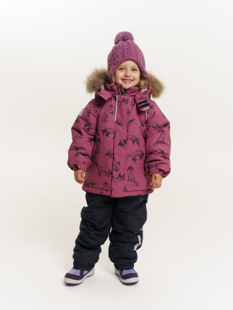 PogoKids, комплект зимний с принтом "Лисы", арт Pg88284 (red) БРЮКИ ВНИЗУ ПРЯМЫЕ