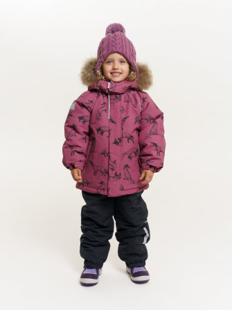 PogoKids, комплект зимний с принтом "Лисы", арт Pg88284 (red) БРЮКИ ВНИЗУ ПРЯМЫЕ