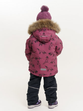 PogoKids, комплект зимний с принтом "Лисы", арт Pg88284 (red) БРЮКИ ВНИЗУ ПРЯМЫЕ