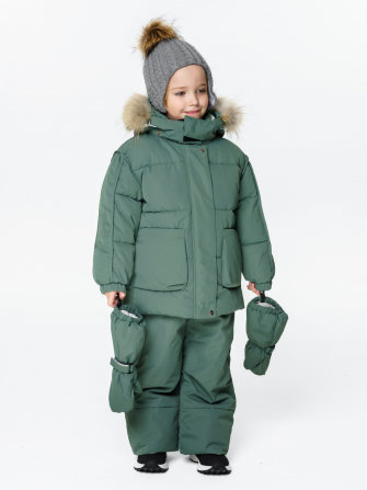 PogoKids, комплект зимний однотонный c крагами c логотипом на спине, арт Pg88259 (a.green)