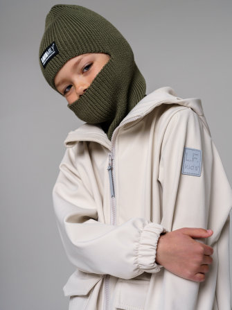 LFkids,  костюм софтшелл непромокаемый цвет молочный + оливковый