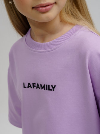 LAFAMILY, костюм для девочки штаны с футболкой, цвет сиреневый