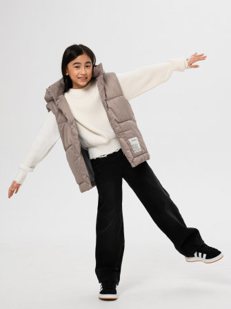 LF kids, жилет демисезонный с капюшоном, цвет бежевый ДЕФЕКТ