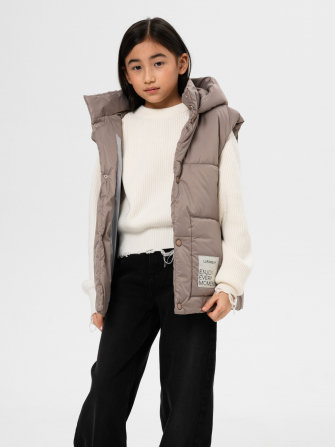 LF kids, жилет демисезонный с капюшоном, цвет бежевый ДЕФЕКТ