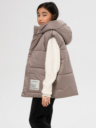 LF kids, жилет демисезонный с капюшоном, цвет бежевый ДЕФЕКТ