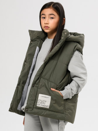 LF kids, жилет демисезонный с капюшоном, цвет оливка