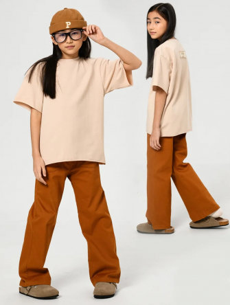 Футболка оверсайз от LF Kids,  цвет кремовый