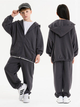 LF kids, костюм “Зип” спортивный на молнии с капюшоном (цвет серый) ! ДЕФЕКТ !