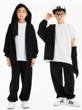 LF kids, костюм “Зип” спортивный на молнии с капюшоном (цвет черный)