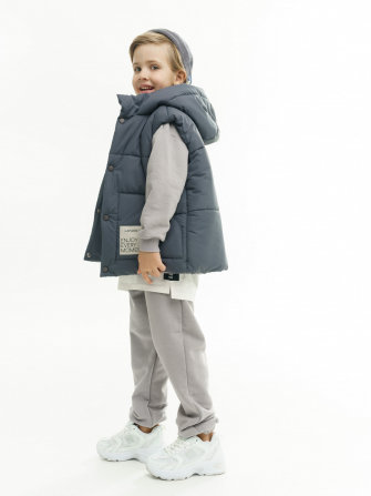LF kids, жилет демисезонный с капюшоном, цвет графит ДЕФЕКТ