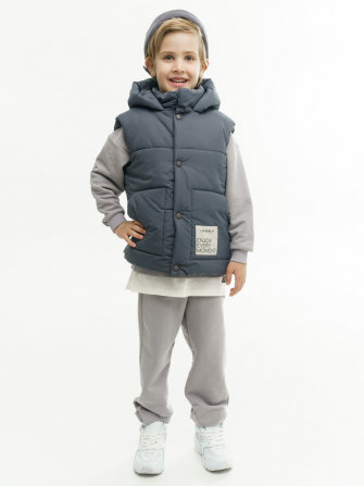 LF kids, жилет демисезонный с капюшоном, цвет графит ДЕФЕКТ