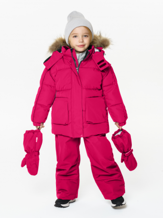 PogoKids, комплект зимний однотонный c крагами c логотипом на спине, арт Pg88259 (rose)