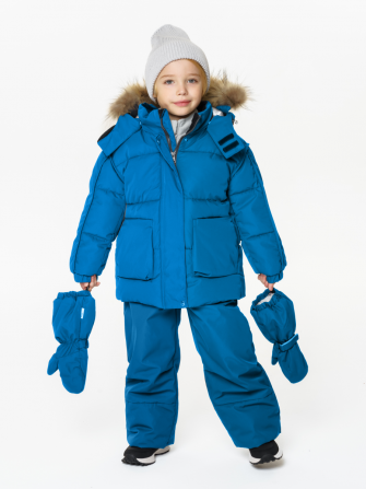PogoKids, комплект зимний однотонный c крагами c логотипом на спине, арт Pg88259 (blue)