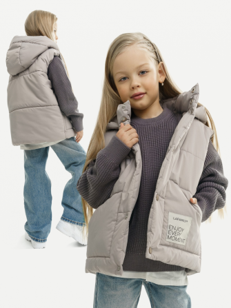 LF kids, жилет демисезонный с капюшоном, цвет серо-бежевый 