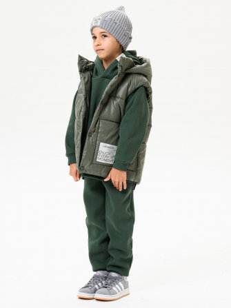 LF kids, жилет демисезонный с капюшоном, цвет оливка глянец