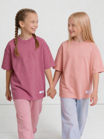 Комплект футболок от LF Kids, цвет винный+пудровый