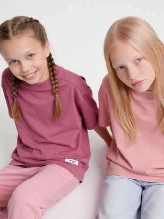 Комплект футболок от LF Kids, цвет винный+пудровый