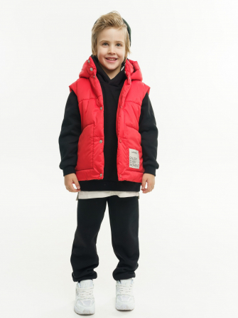 LF kids, жилет демисезонный с капюшоном, цвет красный ! ДЕФЕКТ !