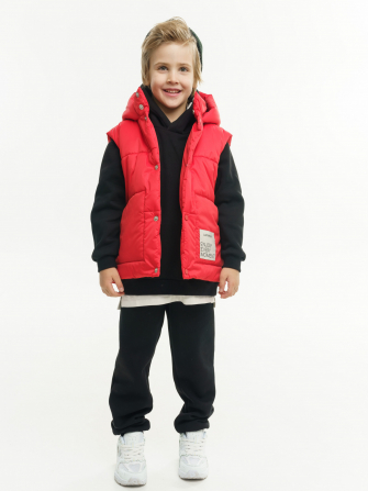 LF kids, жилет демисезонный с капюшоном, цвет красный ! ДЕФЕКТ !
